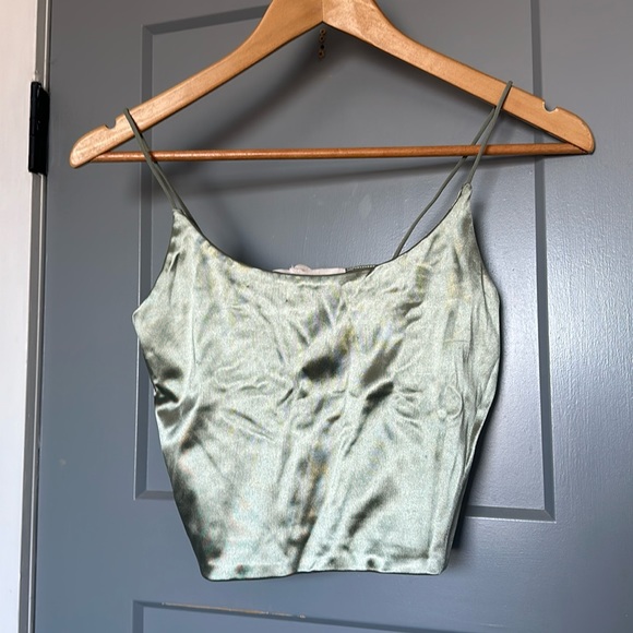 Tops - Sage green crop top